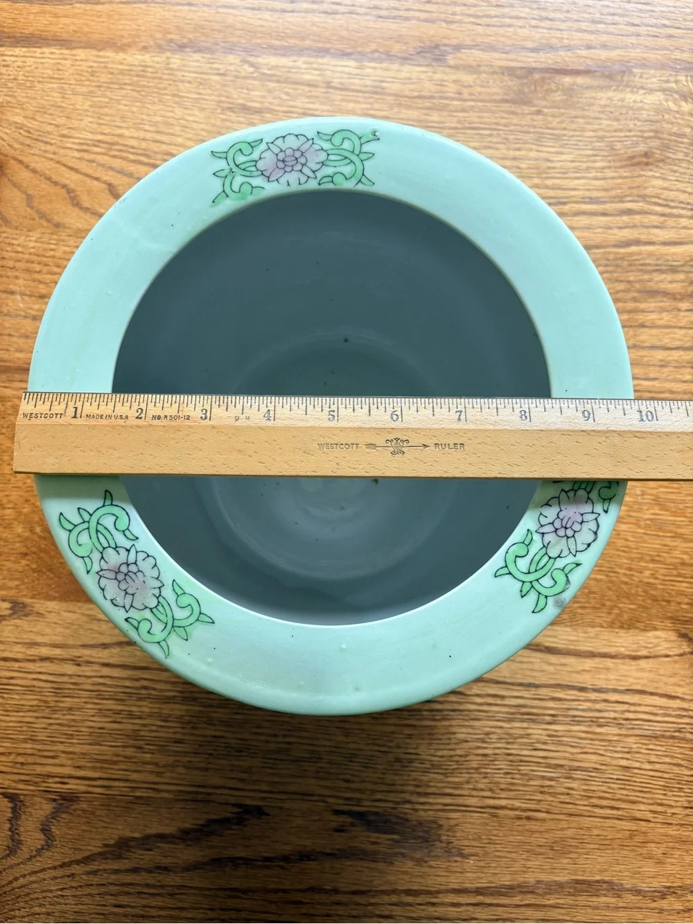 Grandmillenial Chinoiserie Floral Ceramic Planter - Pink & Green Peony Design